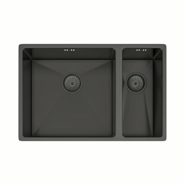 Flode Möckeln | 1.5 Bowl Stainless Steel Kitchen Sink | Inset or Undermounted | Strainer Wastes Supplied | Gun Metal Finish