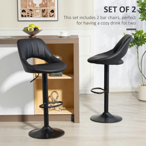 Wyld Haus Nadi Set Of 2 Black Faux Leather Bar Chairs With Padded Seats