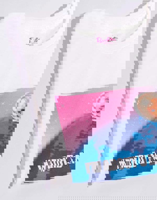 Barbie Womens White Barbie Doll In Space Short Sleeved T-Shirt