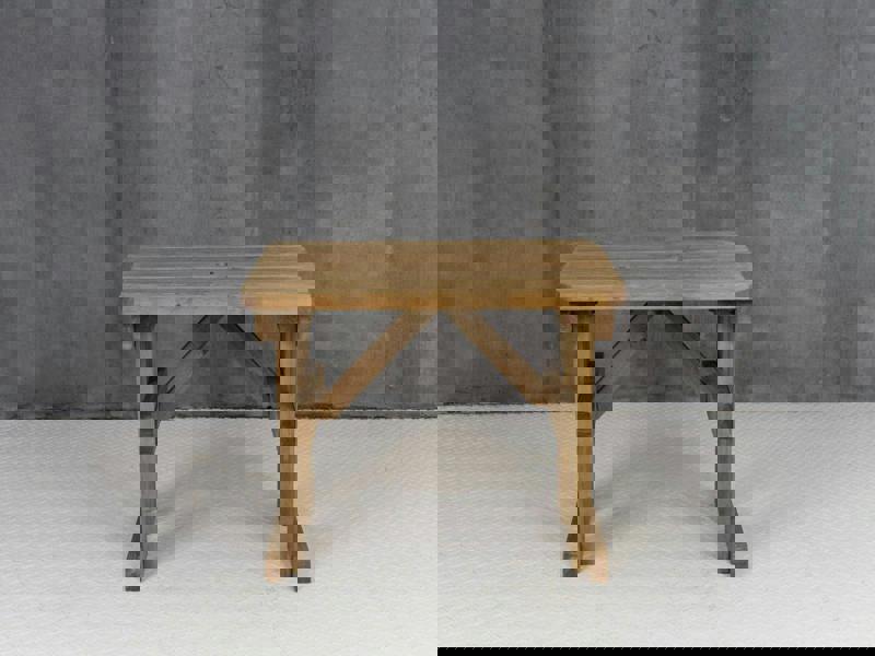 Hollies Rounded Wooden Garden Table – Rustic Finish Outdoor Picnic Dining Desk for Gardens, Patios, and Backyards