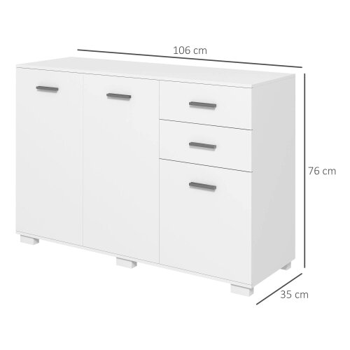 Wyld Haus Fini Refa White Modern Sideboard 2 Drawers 3 Doors