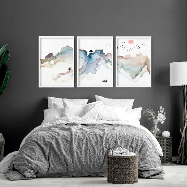 Japanese bedroom decor | set of 3 wall art prints