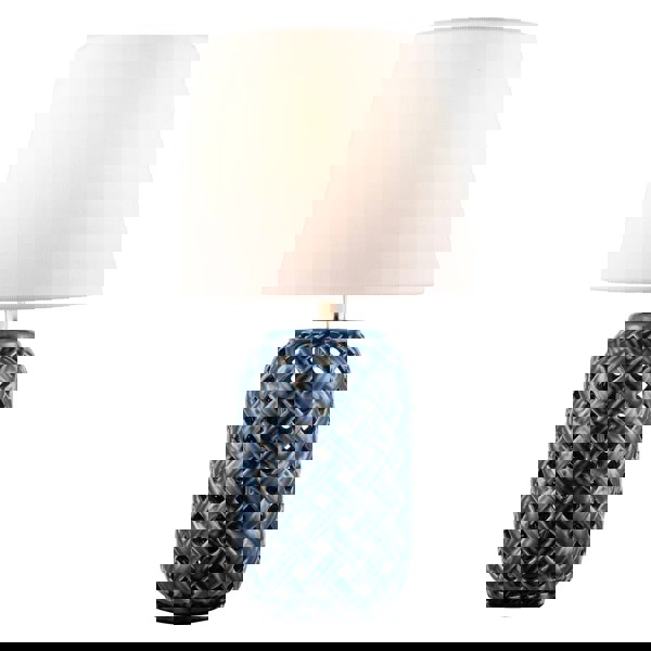 Lattice Design Ceramic Gloss Table Lamp in Brushed Midnight Blue Image 4