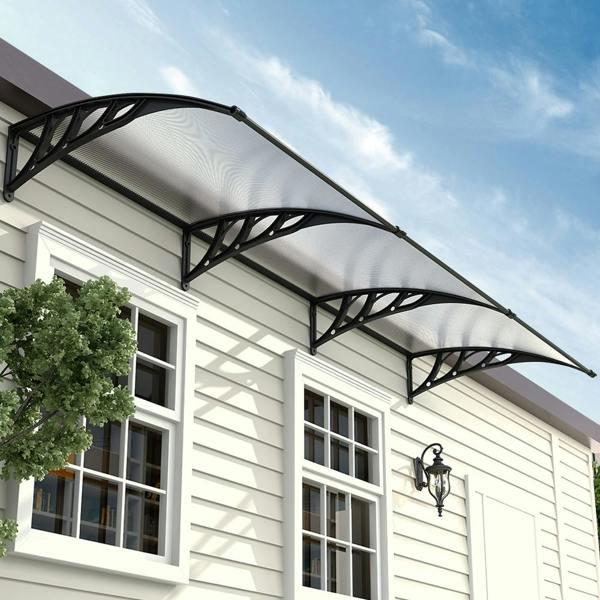 Living and Home 2.7m W x 1m D Window Door Canopy Awning with Brackets