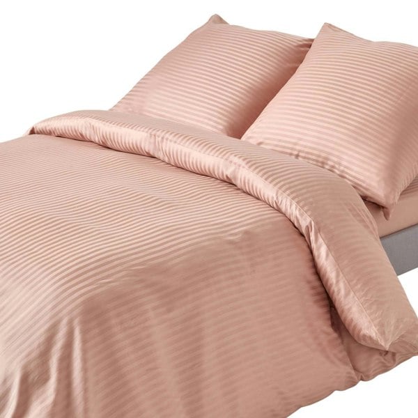 HOMESCAPES Silky 330 TC Egyptian Cotton Satin Stripe Duvet Cover Set, European Size