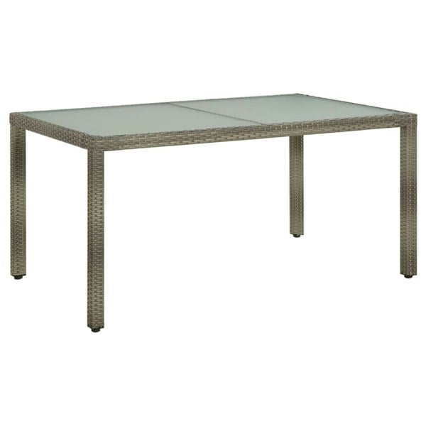 Berkfield Garden Table 150x90x75 cm Tempered Glass and Poly Rattan Grey