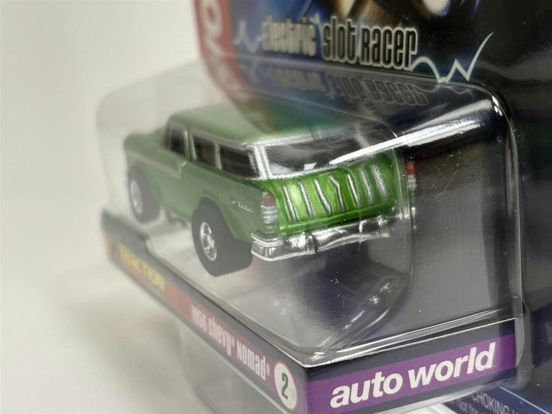 Auto World Slot Cars 1956 Chevy Nomad Green X Traction Flame Throwers HO Scale SC366-2