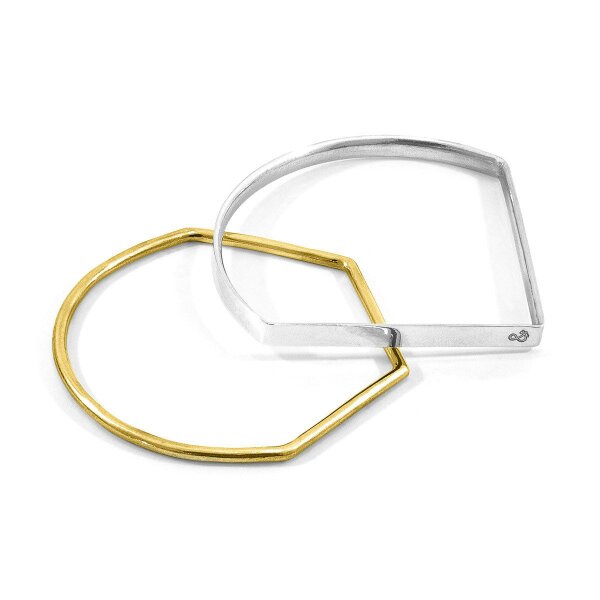 Anchor & Crew Rowe Half Circle Geometric 9ct Yellow Gold Bangle