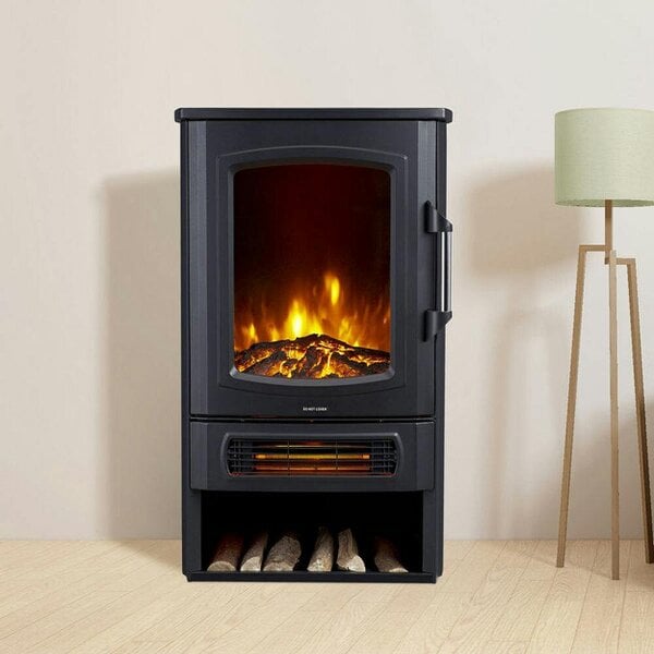 Neo Direct Neo Black Electric Fire Heater with Log Store, 1000W / 2000W