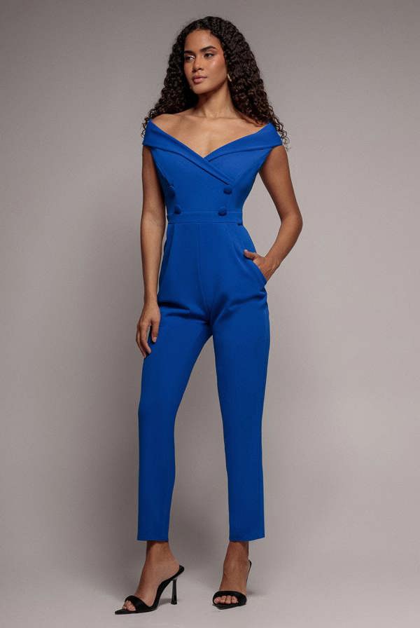 Bardot Wrap Sweetheart Neck Jumpsuit - Vivid Blue TR235