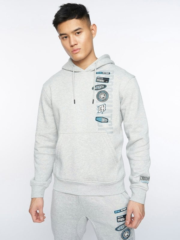 Crosshatch Pepperhill Hoodie Light Grey Marl