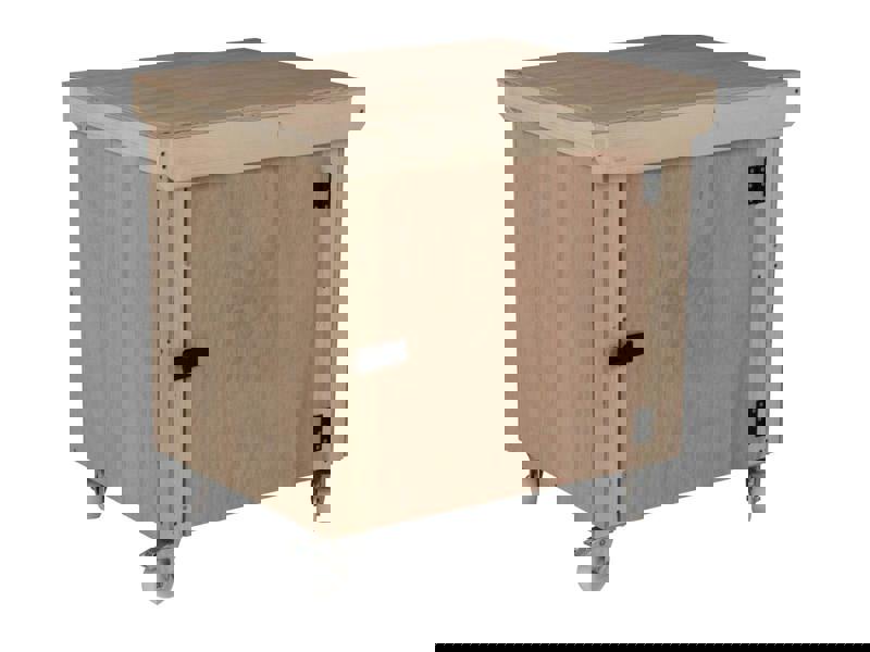 Arbor Garden Solutions Wooden Eucalyptus hardwood top workbench with lockable cupboard (V.9) with wheels