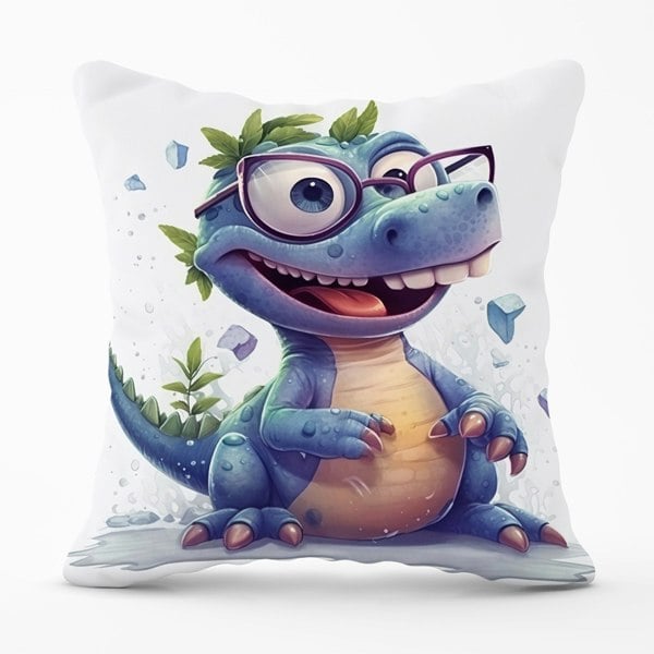 Warren Reed Happy Dinosaur With Glasses Cushions