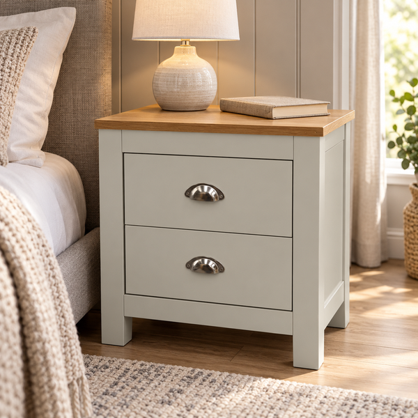 Kosy Koala Two-Drawer Bedside Table Cabinet Wooden Top Nightstand White Bedroom Furniture Small Space Storage End Table