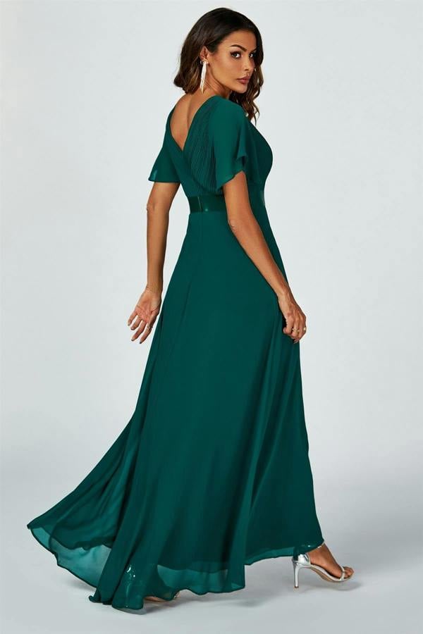 FS Collection Angel Sleeves Empire Waist Bridesmaid Dress In Green