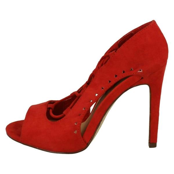 Spot On Ladies Spot On Open Toe Side Slit Heels