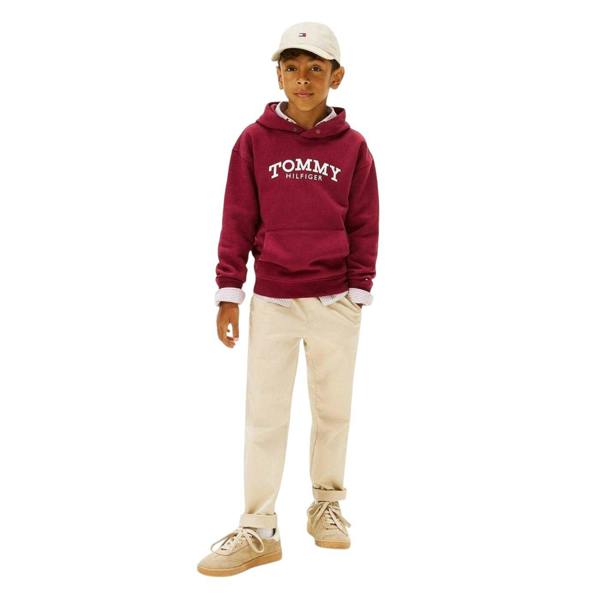 Tommy Hilfiger Childrens/Kids Logo Hooded Drawstring Hoodie - Cherry Red - 