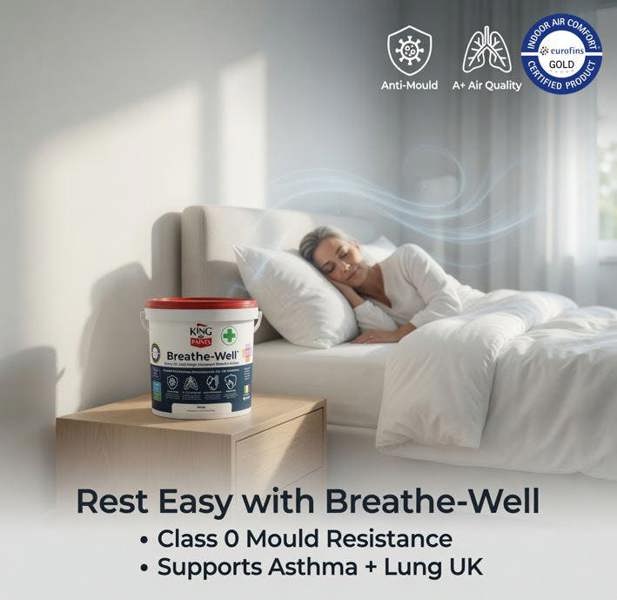 King Of Paints Asthma-friendly Breathe-Well 5L Anti Mould Breathable Paint - Class 0 Mould Resistant White