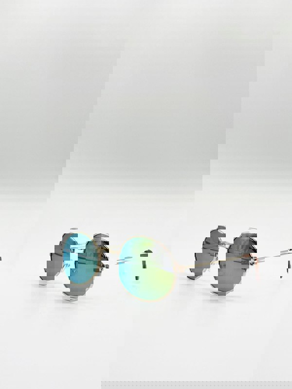 SVNX Metal Frame Round Sunglasses with Mirror Lenses