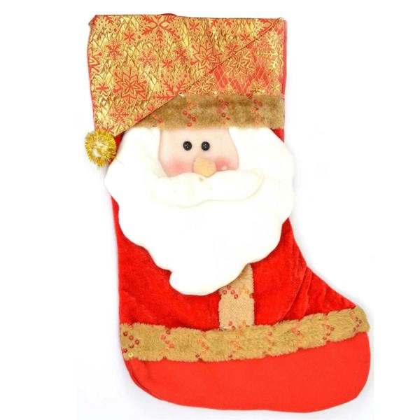 8in Red Santa Face Christmas Stocking with Hat, Felt Decorative Xmas Sock for Festive Displays image 1