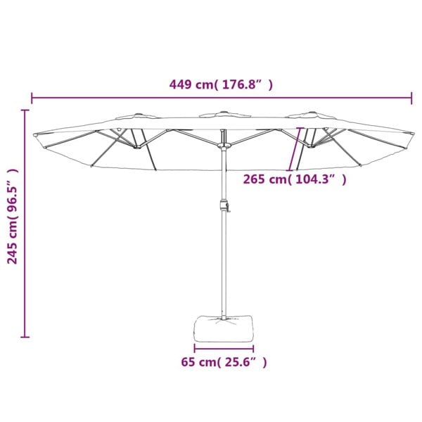 Berkfield Double-Head Parasol with LEDs Green 449x245 cm