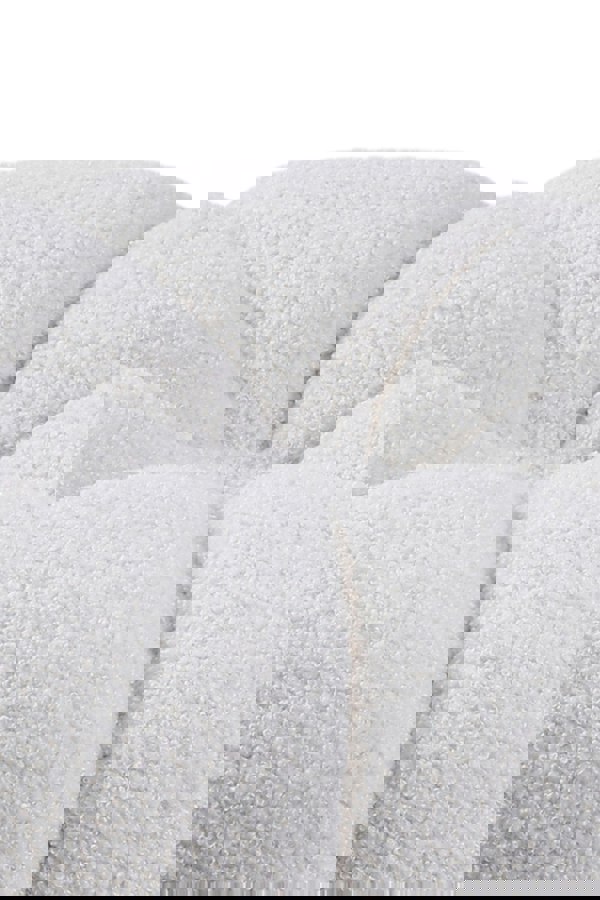 Living and Home Round Shape Teddy Fabric Footstool