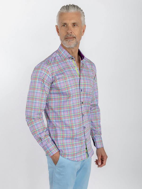 CHECK GINGHAM PURPLE INSERT - Claudio Lugli Shirts