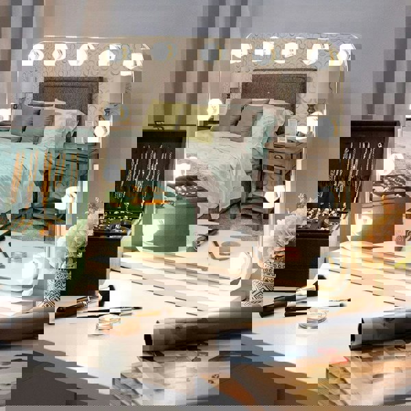 Frameless Hollywood Vanity Mirror with 11 Dimmable Lights Living and Home