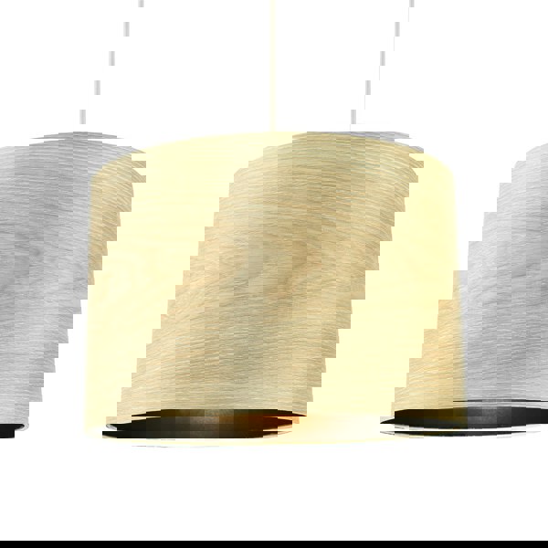 Designer Bamboo Wood Effect Round Lamp Shade with Inner Black Lining Image 3