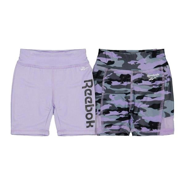 Reebok Girls Camouflage Slim Shorts (Pack of 2) - Lavender - 