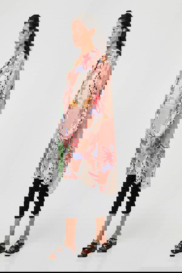Pink | Abstract Longline Relaxed Shirt Dress
