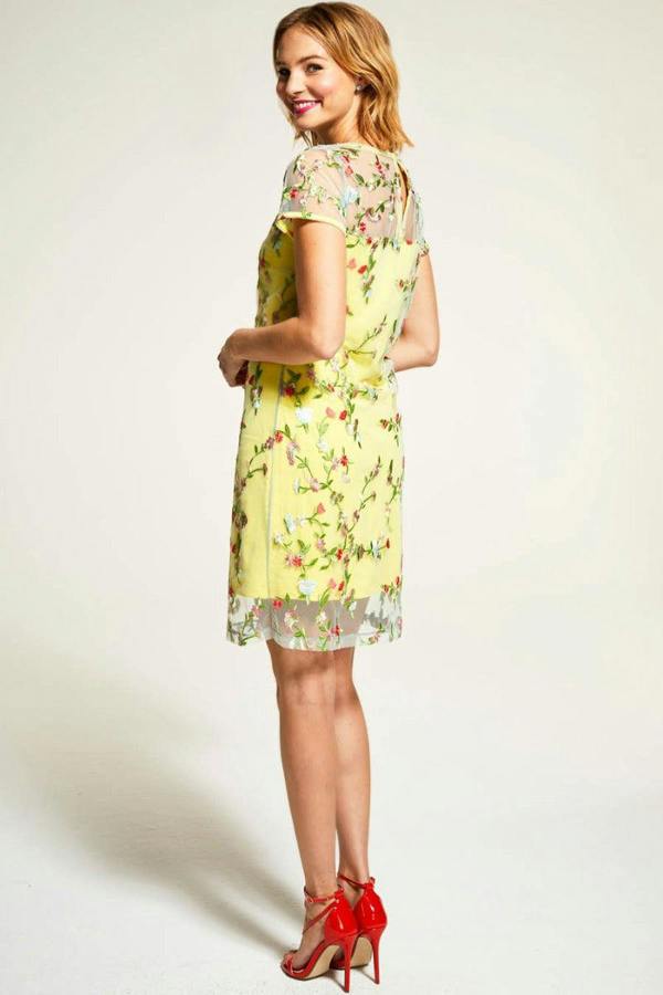 HotSquash Embroidered Cap Sleeve Party Dress