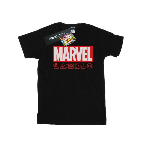 Marvel Boys Logo Wash Care T-Shirt - Black