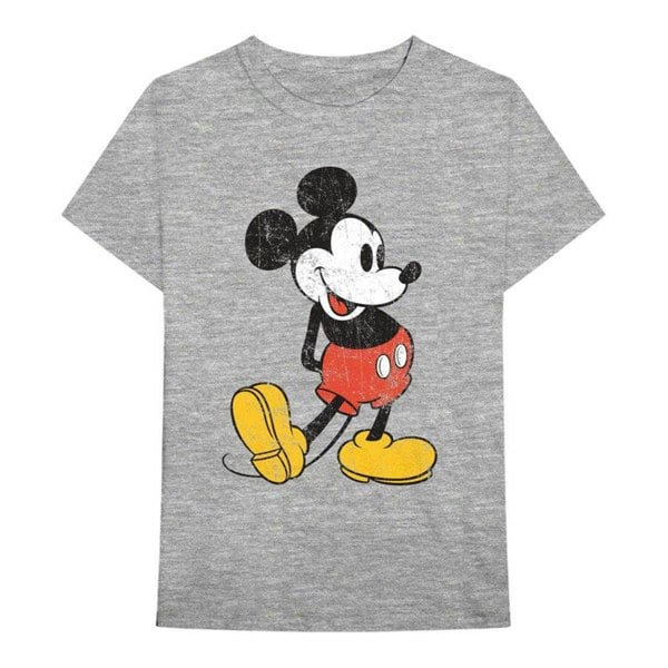 Disney Unisex Adult Mickey Mouse Vintage Cotton T-Shirt - Grey