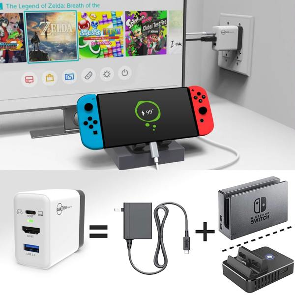 ULTRICS Switch Docking Station for Nintendo Switch OLED, 36W GaN TV Dock with USB-C PD, USB-A and 4K HDMI Port