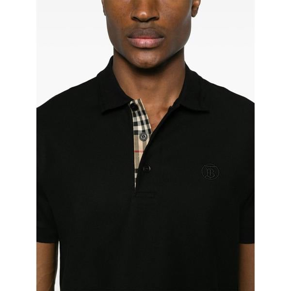 Burberry Circle TB Logo Embroidered Polo Shirt   in  Black
