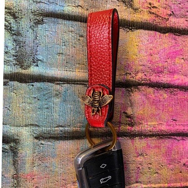 Love EMVY Leather Bee Keyring – Red
