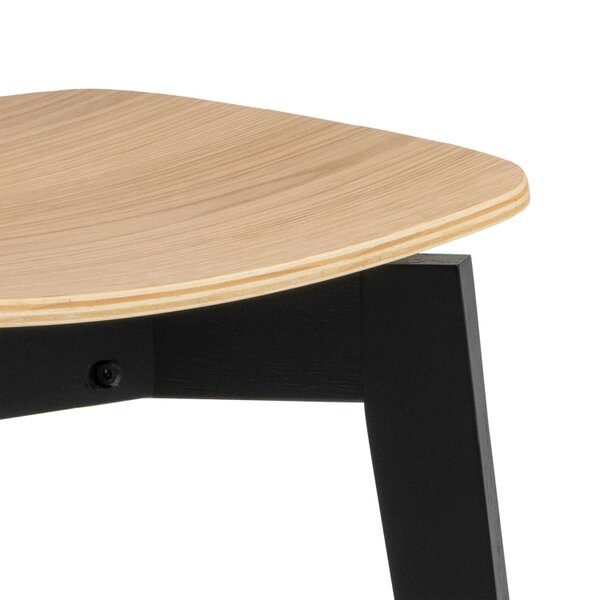 Wyld Haus Saffron Round Black and Natural Oak Veneer Dining Table