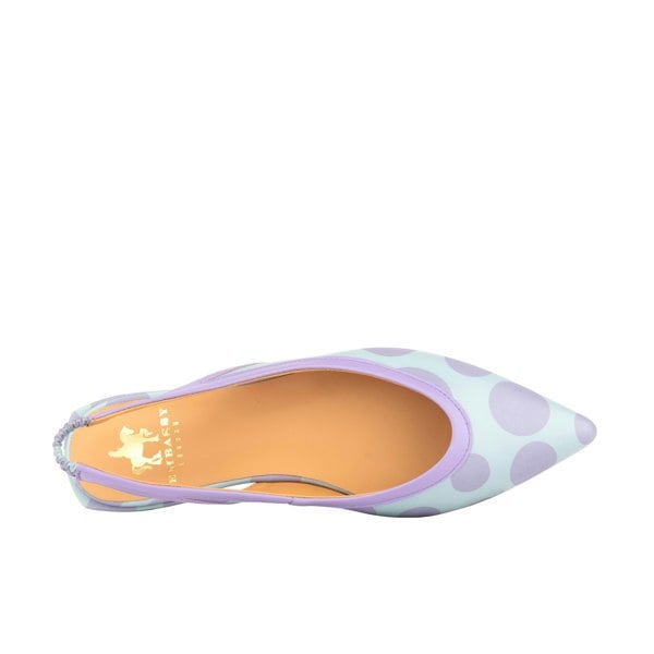 Embassy London Holly - Pastel Polka Dot - Women's almond closed toe flat leather sling back sandal