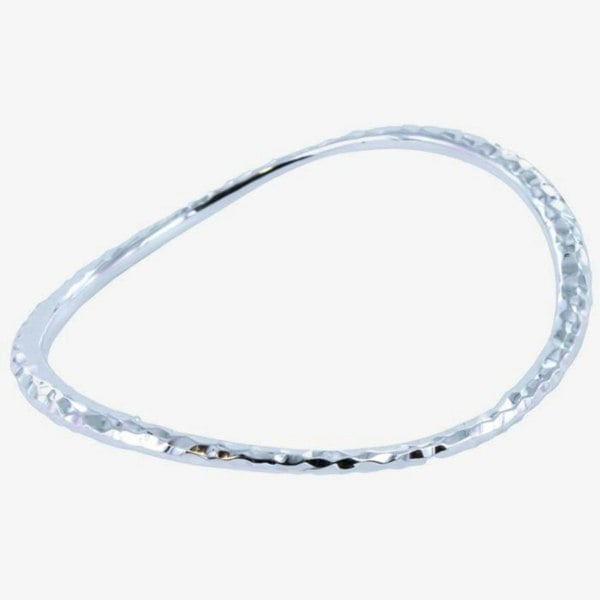 Sterling Silver Hammered Rocking Bangle - Reeves & Reeves