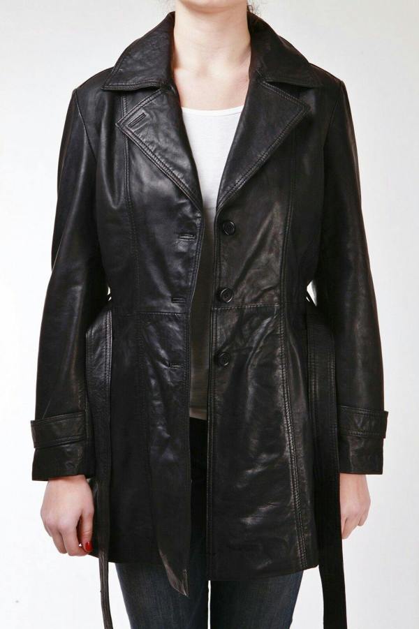 Infinity Leather Womens 3/4 Length Trench Coat-Ranchi