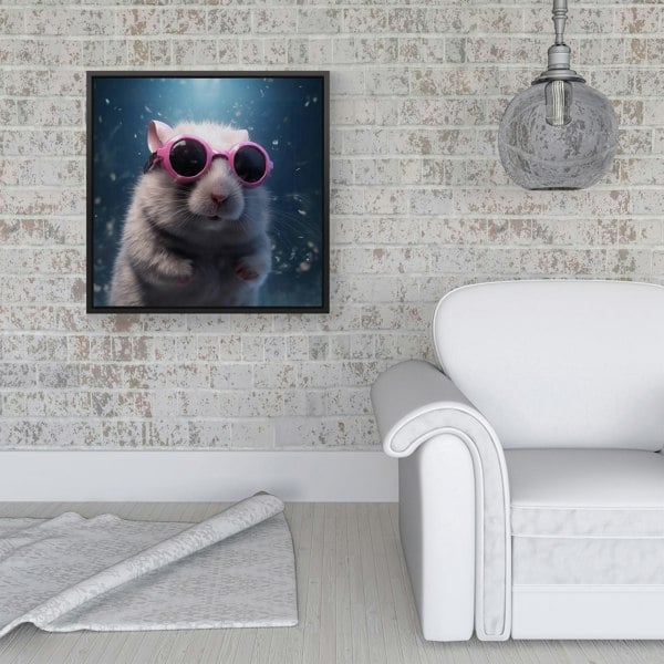 Warren Reed Splash Art DoorMouse with Pink Glasses Framed Canvas