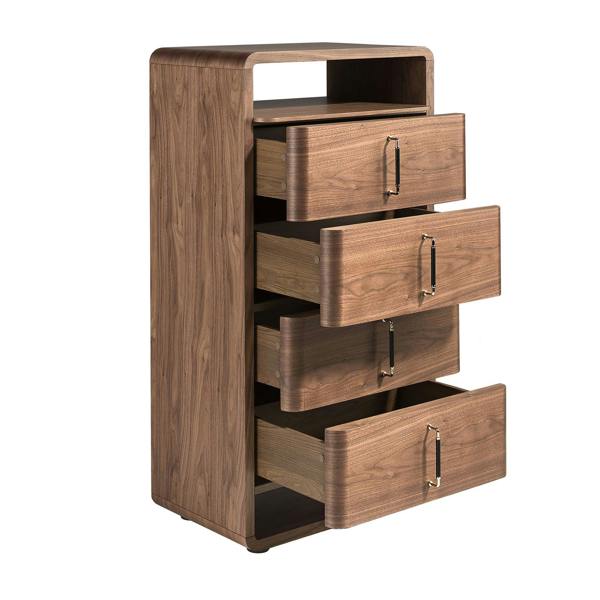 Angel Cerdá Walnut and Black Pvc Chest of Drawers 7227