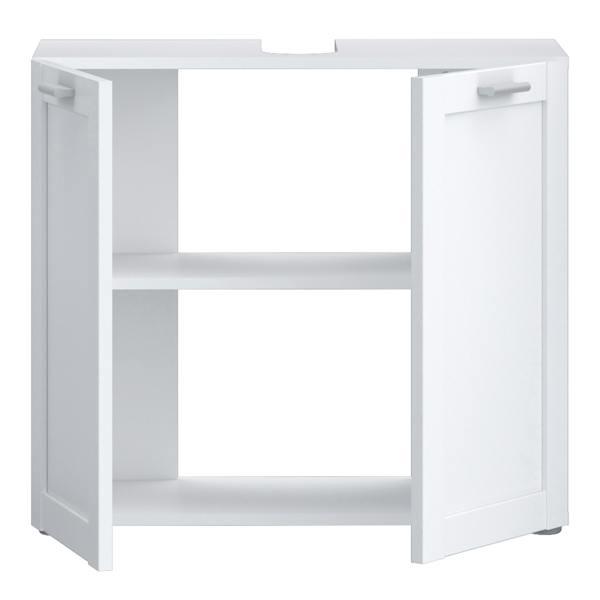 Furniture To Go Lokko Under Sink Bathroom Storage Unit with 2 Doors & Silver Handles in White