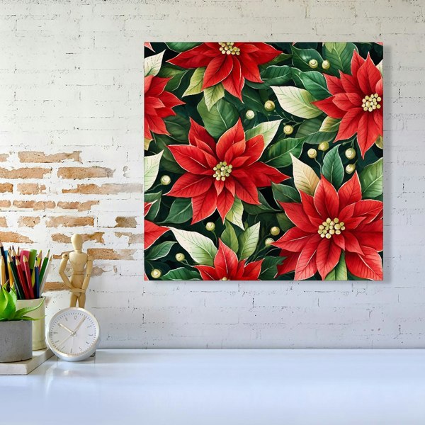 Warren Reed Poinsetta Watercolour Canvas