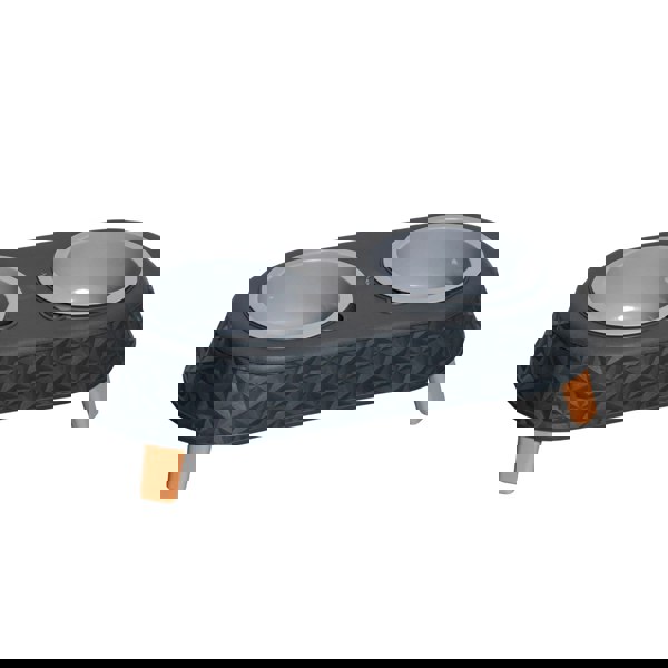 Samuel Alexander 16cm x 9cm Grey Plastic Raised Double Pet Bowl Feeding Station with Stand