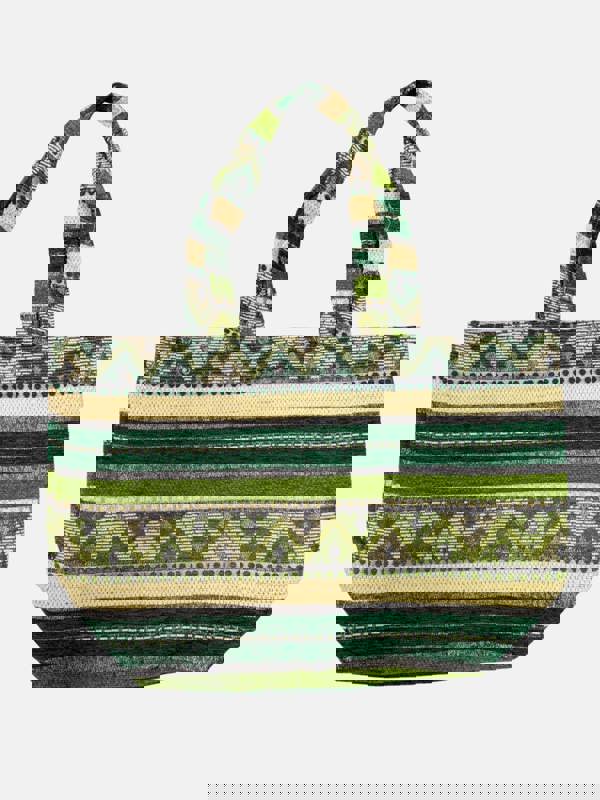 Berber Leather The Nador Large Expandable Fabric Tote in Green