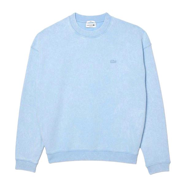 Lacoste Unisex Adult Fleece Washed Loose Sweatshirt - Light Blue - 