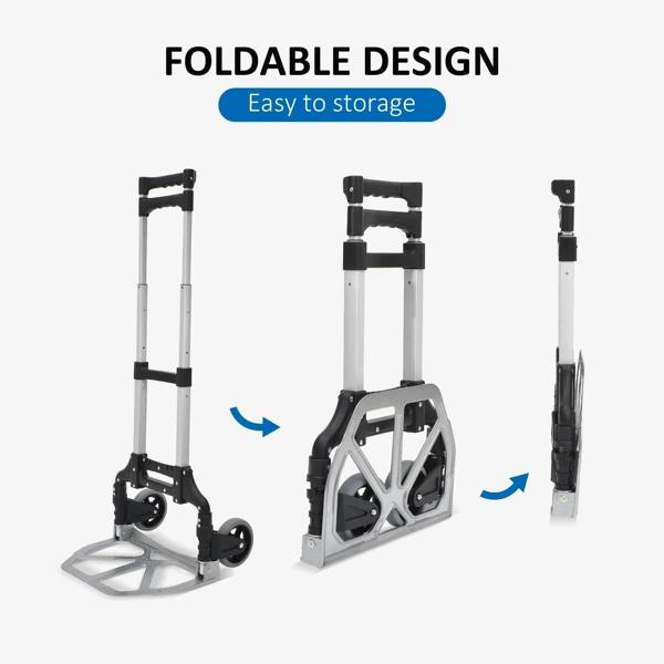 Foldable sack cart with raised telescoping handles and square platform base