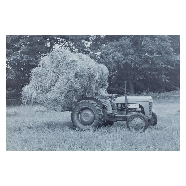 Ferguson TE20 Tractor With Back Board of Straw Canvas Print, Circa 1949 Black and White, 60 x 40 cm